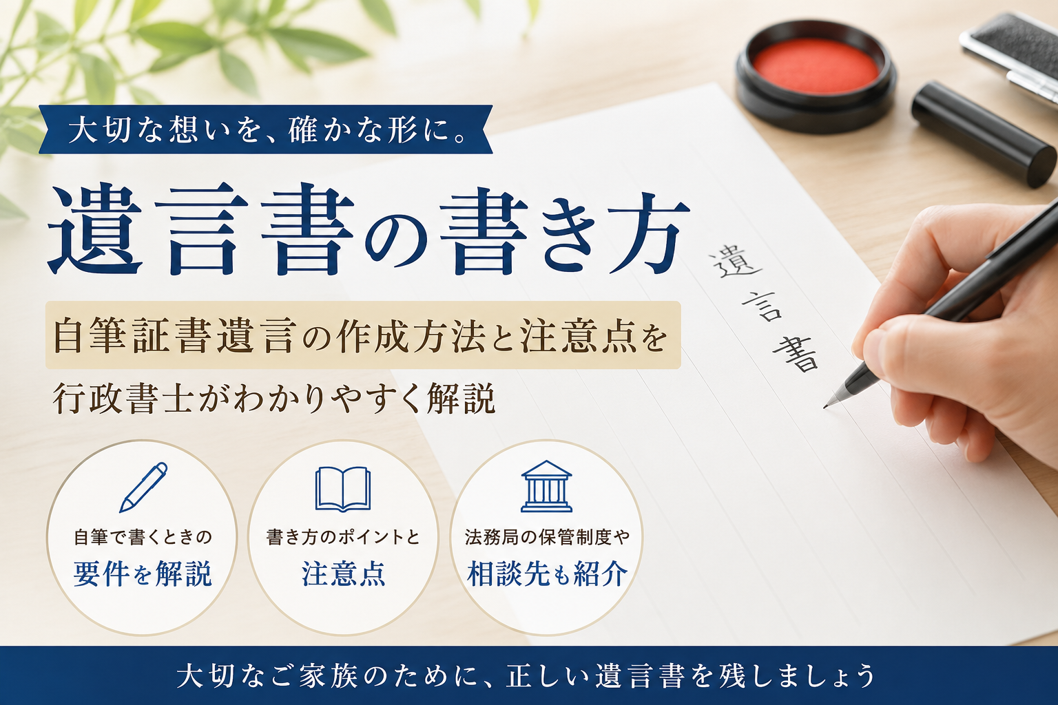 遺言書の書き方|自筆証書遺言の作成方法と注意点を行政書士が解説【大津市】